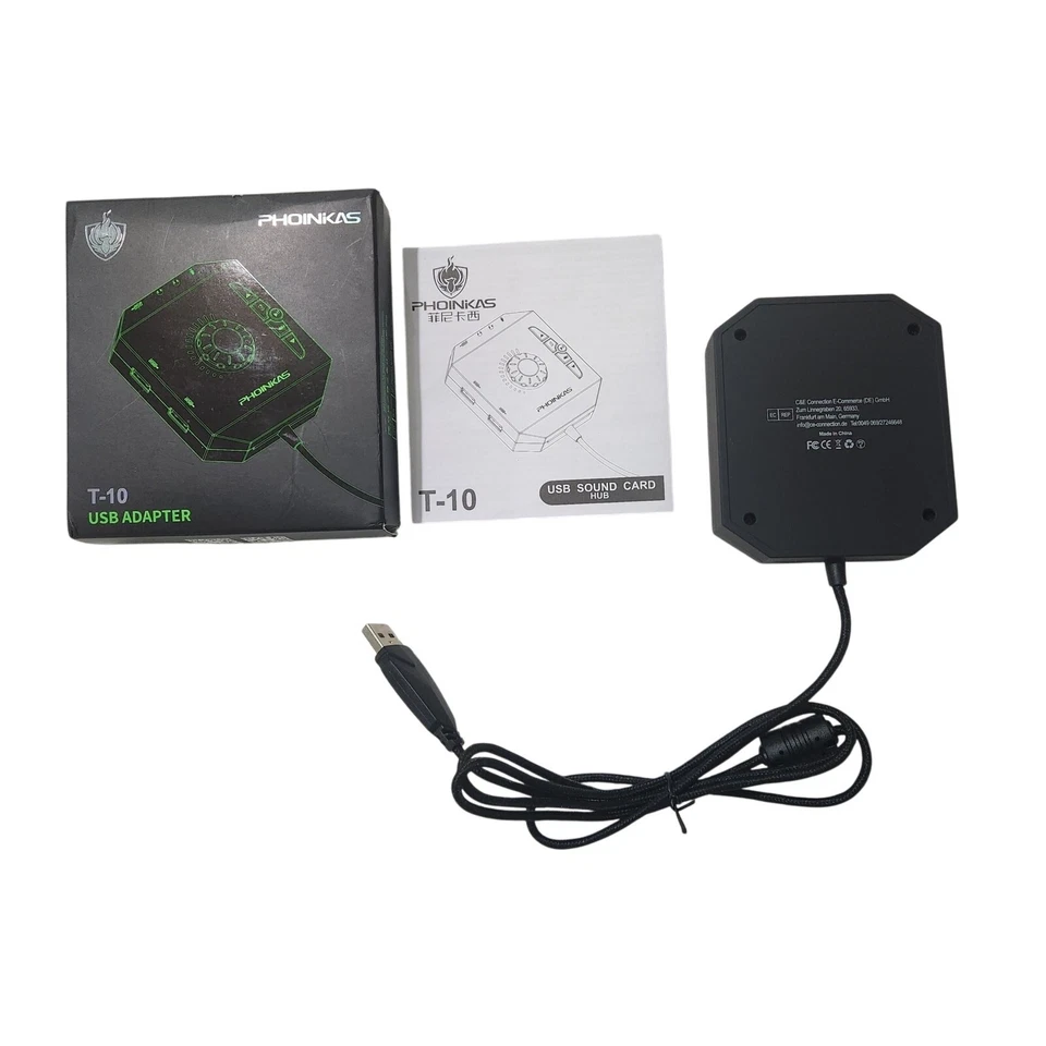 Tarjeta de sonido externa USB PHOINIKAS T10 6 en 1 adaptador de audio PC Mac Plug & Play Foto 4 de 4