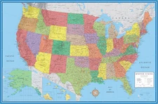 Swiftmaps 32X50 United States Classic Premier Blue Oceans 3D Wall Map Poster (La