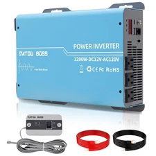DATOUBOSS 2400W Power Inverter 1200 Watt Pure Sine Wave Inverter 12V to 110V ...