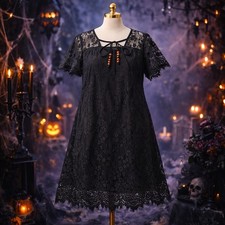 🖤LoveRiche Black Lace Babydoll Dress Women (S)  Whimsigoth • Romantic •Witchy