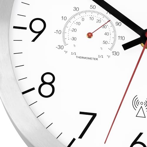 Atomic Orologio da Parete Autoimpostabile con Termometro e Igrometro Combo, Silenzioso - Foto 7 di 8
