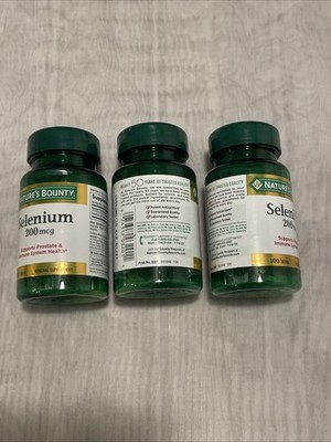 3 PACK NATURE'S BOUNTY SELENIUM 200 MCG 100 TSBS (300 TABLETS TOTAL) BB 10/20/27