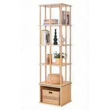 5 Tier Rotating Bookshelf, 360  Display Rectangle Spinning Bookshelf