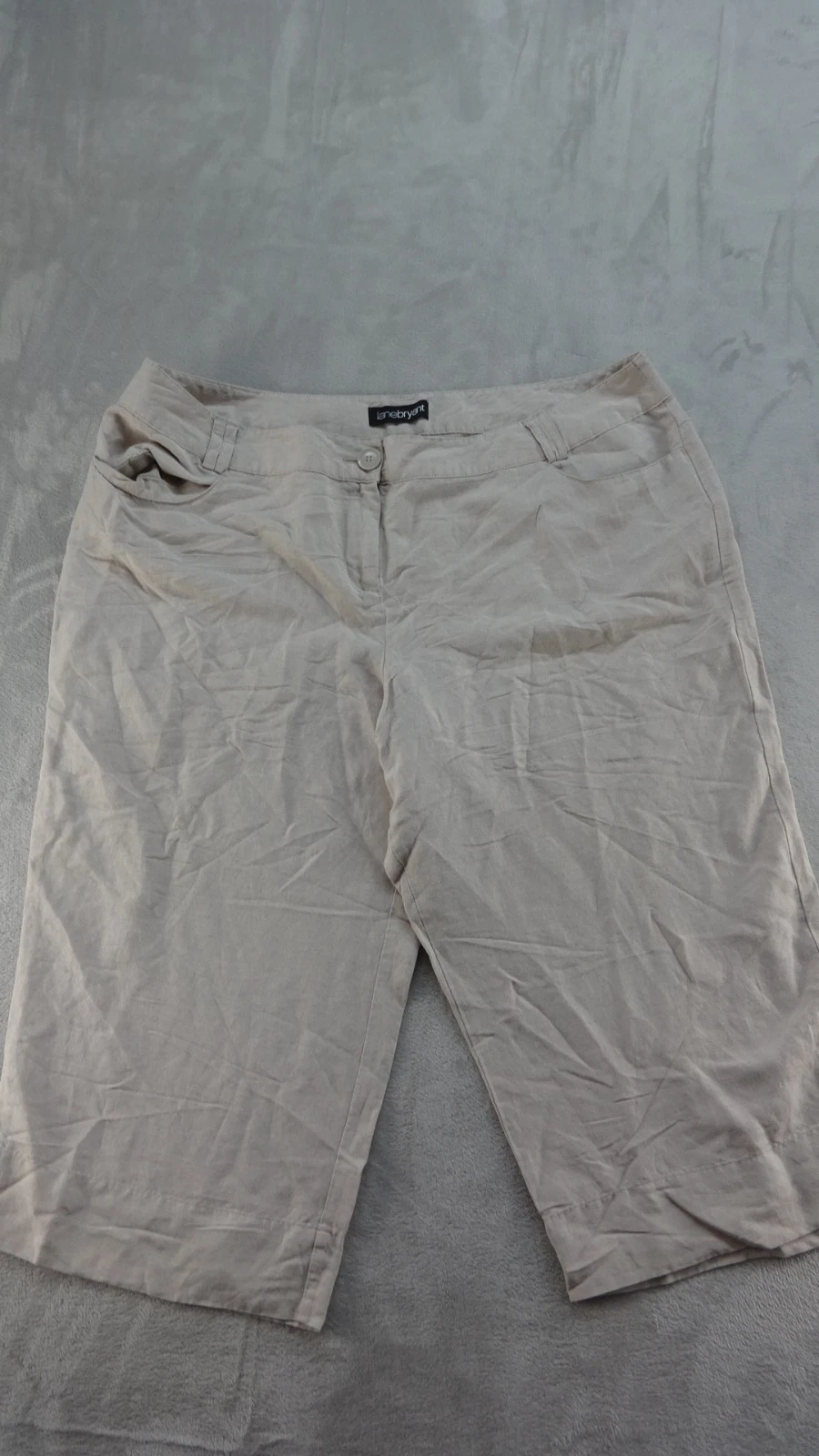 lane bryant capri pants womens 20 beige flat front linen blend Minimalist