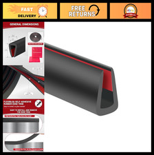 Self-Adhesive Rubber Edge Trim 1/4" U-Channel Protector for Metal, Glass, Plywoo