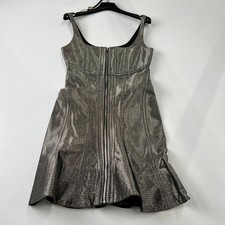 MARC JACOBS The Bustier Fluted Dress Women's Size 6 Silver Reflective