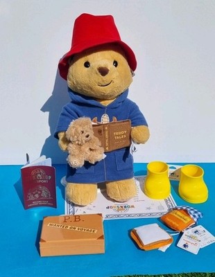 BUILD A BEAR Paddington Bär Geschenkset Marmelade Stiefel Koffer Reisepass Brandneu mit Etikett 