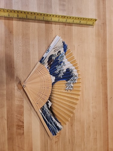 Hokusai Bamboo Fan. Made In Japan