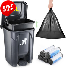 20L Dog Poop Trash Can Outdoor w Inner Bin 150 Bags - US