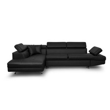 Canapé d'Angle Gauche Convertible "Noma" 271cm Noir