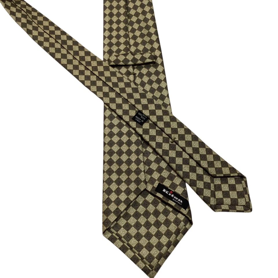 Corbata para hombre Kiton Sevenfold XL seda ITALIA lujo geométrica amarilla/negra usada en excelente estado Foto 3 de 4