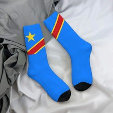 5 Pair Flag Of Congo Kinshasa Zaire Skateboard Socks Polyester Crew Socks for U
