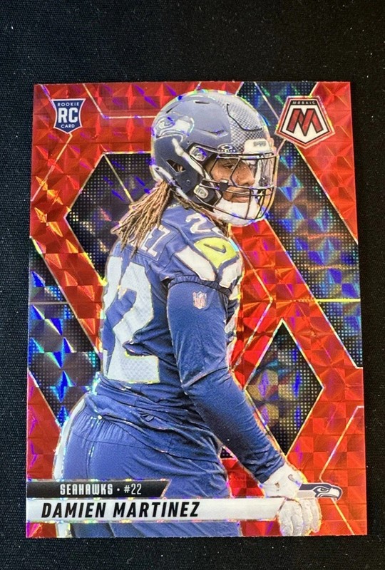 2025 Panini Mosaic Rookie Damien Martinez #360 Red Prizm RC Seattle Seahawks