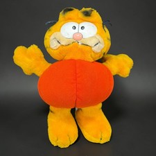 Vintage Garfield Dakin Pumpkin Costume Plush 11in Cat with Kaiser Stand 1981