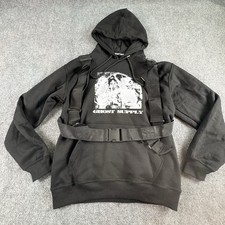 Sudadera con capucha Ghost Supply para hombre L negra arnés ropa técnica ropa de calle gótico grunge