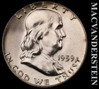 1959 Franklin Half Dollar - Choice Gem Brilliant Unc+++  Lustrous  #K1185