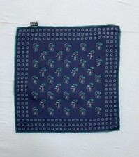 VINTAGE men  s Silk Pocket Square In Navy Blur Features A Golf Theme Print11"/12"