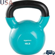 40lb Kettlebell Weight Strength Training Solid Cast Iron Exercise Equipment Blue