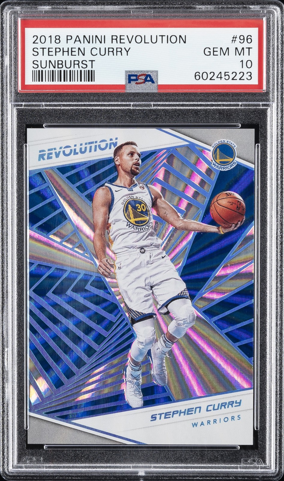 2018 PANINI REVOLUTION SUNBURST #96 STEPHEN CURRY 25/75 PSA 10
