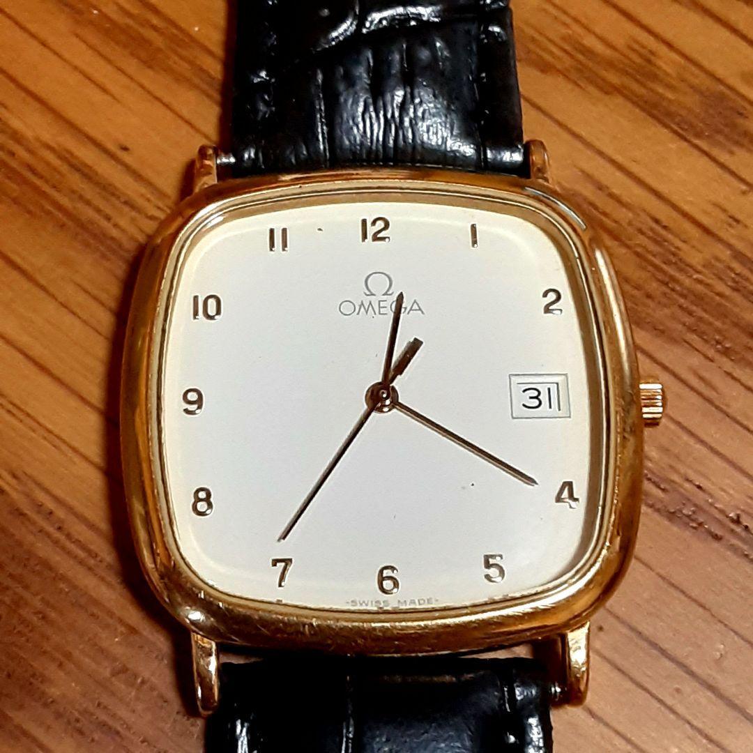 Omega De Ville Vintage White Gold Square Black Belt Quartz Omega De Ville Vintage White Gold Square Black Belt Quartz