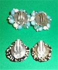2 pair of Vintage Clip-on Beaded earrings from the 1960's Blue and Black& White — photo 3
