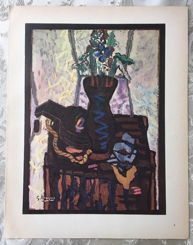 George Braque,Pot De Fleurs, Vintage Offset Lithograph 1945,Plate-signed - Imagen 5 de 5