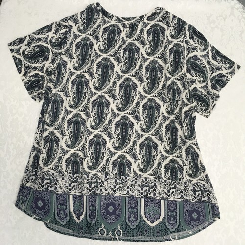 Rose & Olive Womens Paisley Floral Boho Top Size 2X Buttons Stretchy Beach Coast - Picture 3 of 12