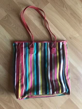 Pre-Owned Lancome Multi- Striped Reusable Tote / Beach / Book / Shopping Bag