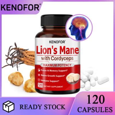 Lion Mane Brain Health 120 Capsules Improve Focus Memory Nerve Growth Support