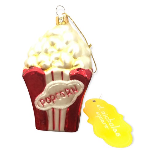 Christmas Ornament Popcorn Fun GLISTENING St Nicholas Square Red NEW - Picture 8 of 8