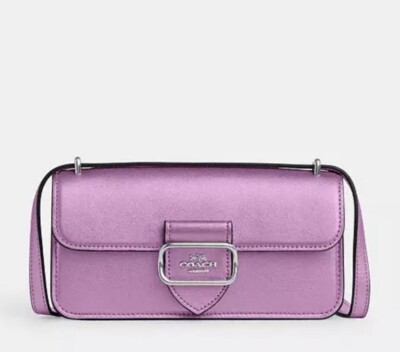 COACH CO984 Morgan Crossbody Bag Metallic Leather Silver/Metallic