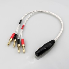 4pin XLR Female to Deluxe Banana Plug OCC Silver Plated Hifi Audio Speaker Cable