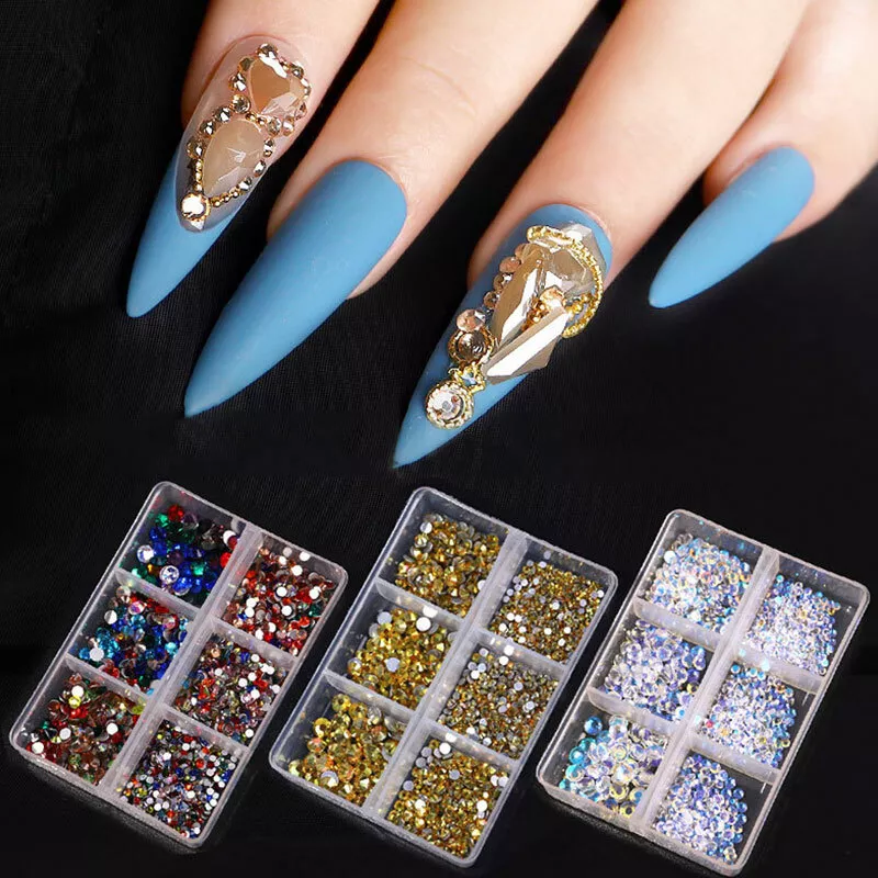 nail design ideas with rhinestones