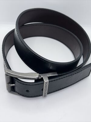 True Religion Lumin Texture Roller Twist Reversible Belt Color Black/Brown Sz 38