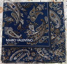 MAN HANKY PAISLEYS BLUE BROWN GRAY CLASSIC VTG COTTON POCKET ART SQUARE 18   M71