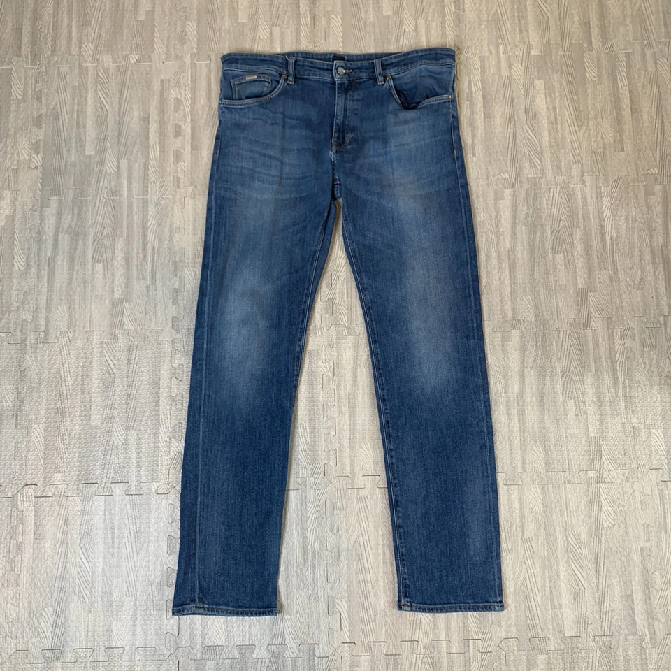 Hugo Boss Jeans Mens 36 Stretch Straight Leg Mid Rise Whiskered Denim Cotton - Image 2 of 4
