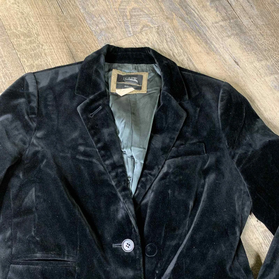J. Blazer Crew Schoolboy Mujer Talla 0 Negro Forrado Terciopelo Bolsillos 2 Botones Foto 2 de 4