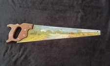 Vintage 29" Distton Hand Saw Rip Saw HandPainted Scene Ducks Deer Barn