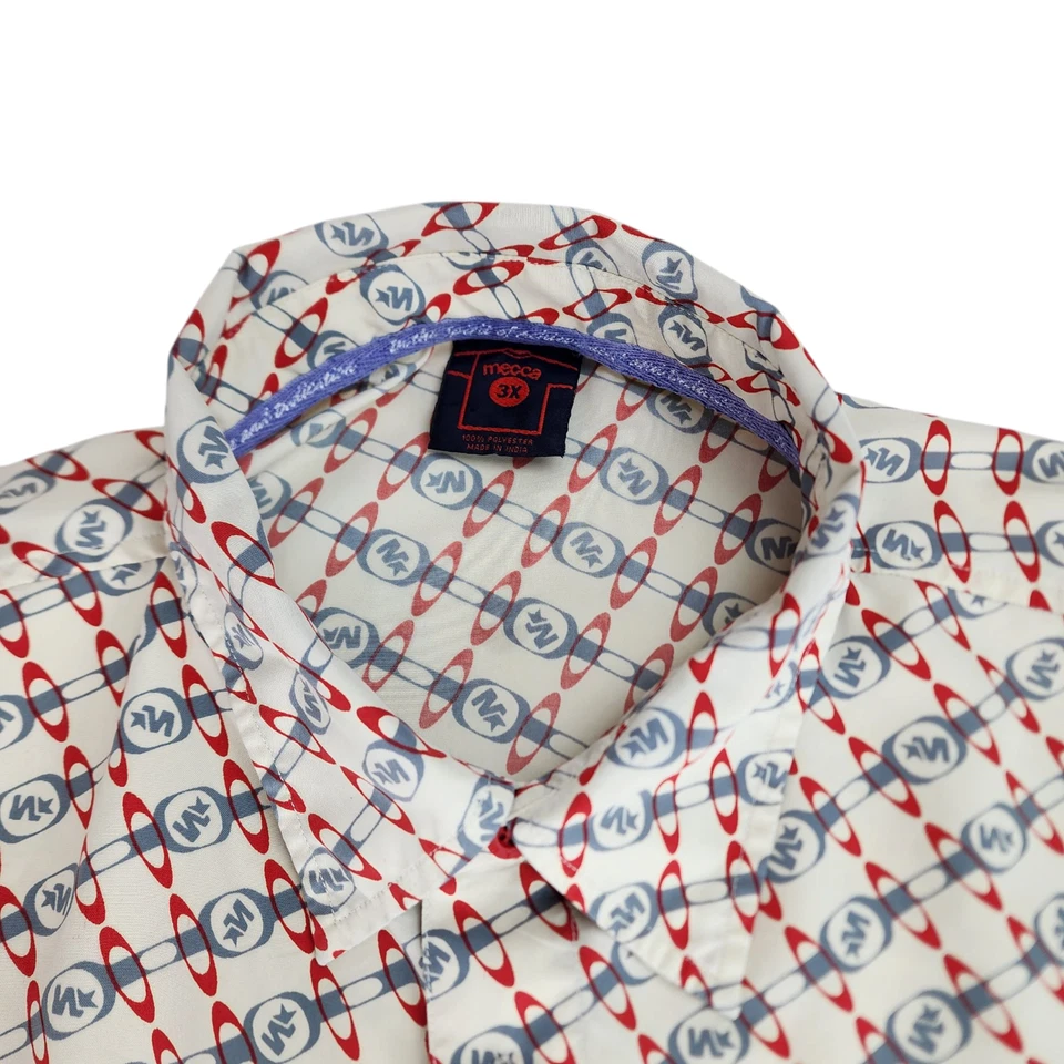 Mecca Shirt Mens 3XL Hip Hop Short Sleeve Button Down Monogram Logo  90s Y2K - Image 3 of 4