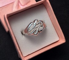  Signed Sterling Silver 12mm Scrolled Swirl Open Face Dome Band Ring 925 Size 8