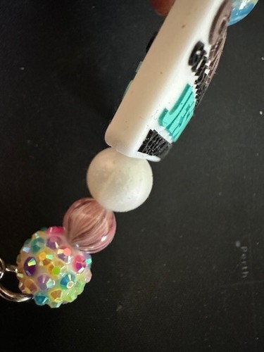 Coffee Gets Me Started Jesus Keeps Me Going Beaded Key Chain TX - Picture 7 of 9
