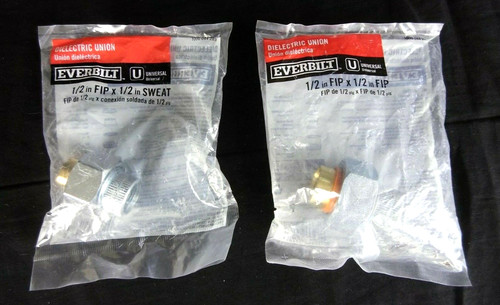 Everbilt Universal 1/2"x1/2" Sweat Galvanized Steel FIP Dielectric Union 2 pack