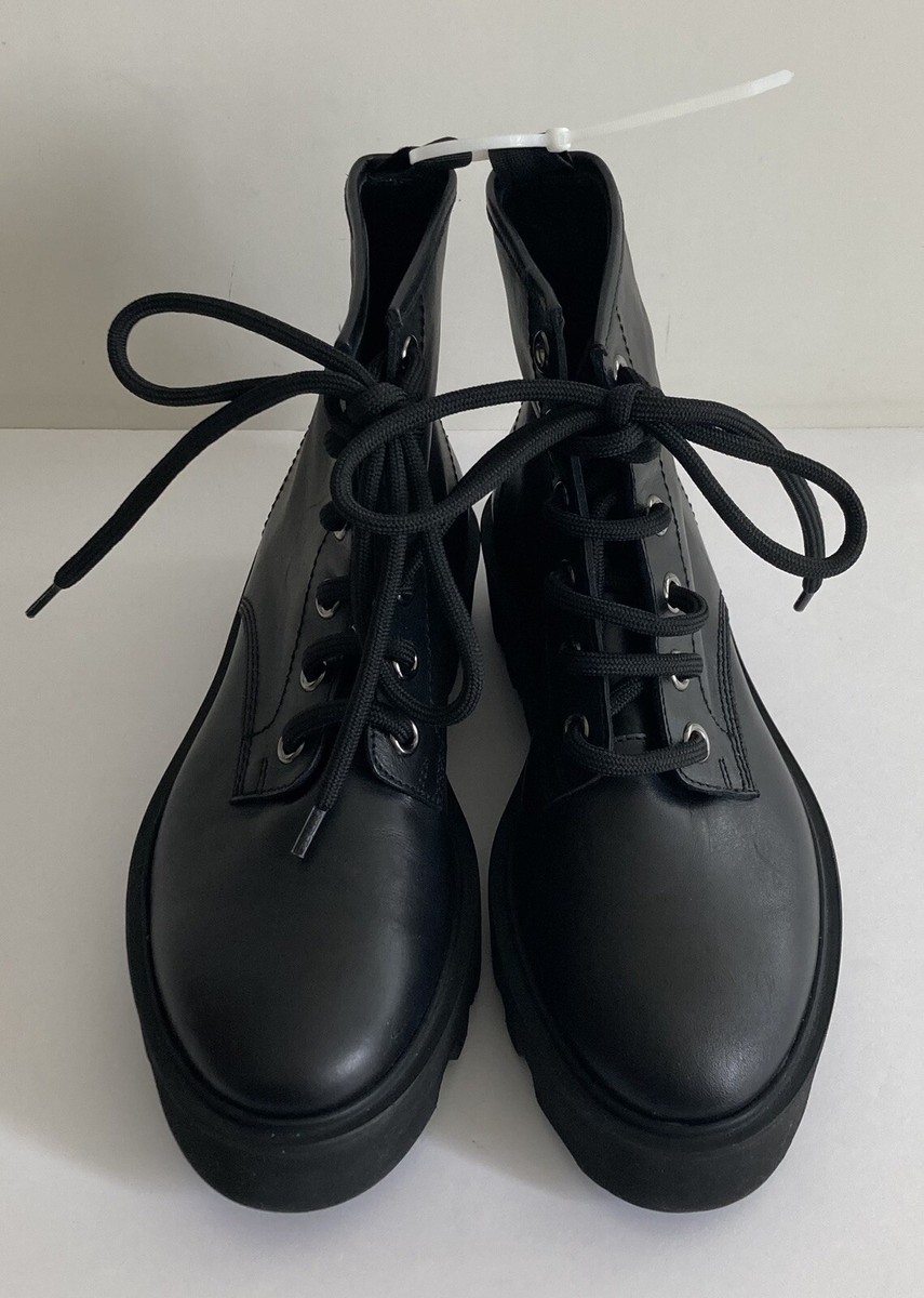Bottes Combat AGL En Velours Noir - Taille 37 EU, Lacets, Neuf Dans Boîte