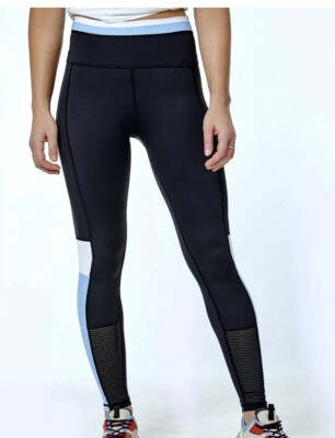 ALL FENIX Track Side Full Length Leggings Navy Blue Blue White NWT Womens S XS