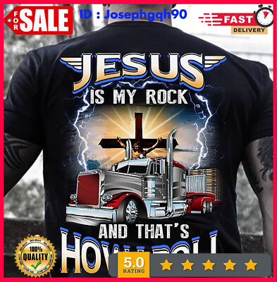 Jesus is my rock and that s how i roll Christian cross trucker Shirt