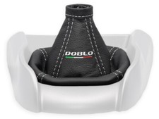 SCHALTMANSCHETTE FUR FIAT DOBLO 2 FL 2015-2020 SCHALTSACK LEDER STICKEREI WEISS