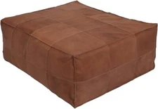 Ottoman New Leather Asthetic Looking Pouffe Unstuffed Brown 30'' Moroccan New