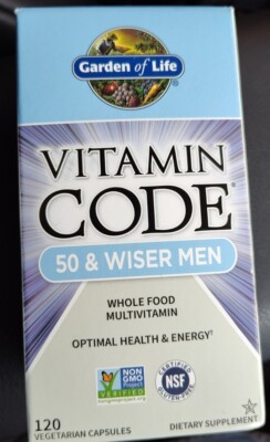Garden of Life Vitamin Code 50 & Wiser Men 120 Veg Caps Exp 05/2026 Free Ship