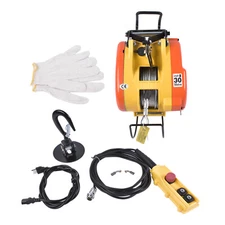 Electric Hoist Winch 30m/98ft Lift 110V Portable Attic Lift - Chain & Steel Wire