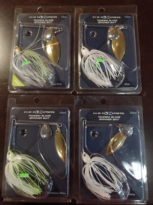 TANDEM BLADE SPINNER BAIT Lure 1/2oz or 3/8oz White/Chartreuse/Shad H2O Xpress